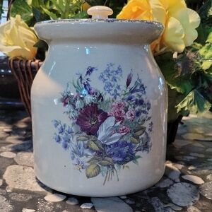 Floral Ceramic Jar with Lid